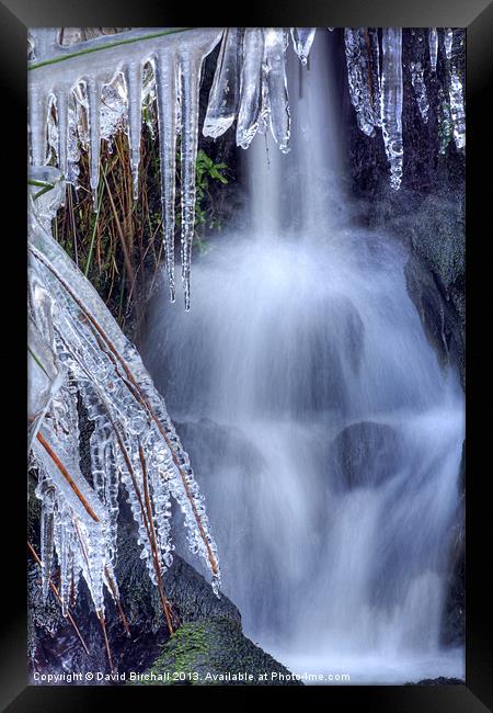 Waterfall and Ice Framed Print by David Birchall