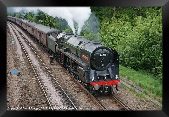 70013 Oliver Cromwell approaching Chesterfield. Framed Print by David Birchall