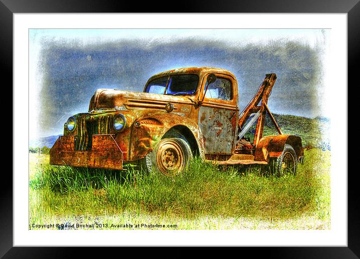 Derelict Breakdown Truck in Canadian Rockies Framed Mounted Print by David Birchall