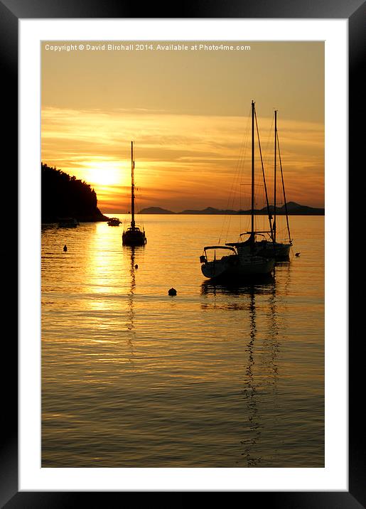 Sunset In Cavtat Framed Mounted Print by David Birchall