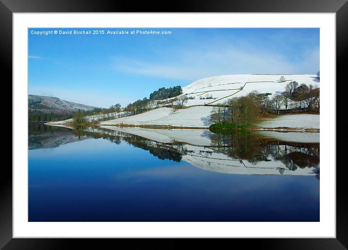  Ladybower Winter Reflections Framed Mounted Print by David Birchall
