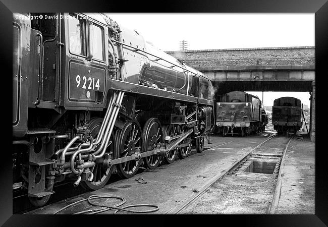  Locomotive 92214 Simmering In The Yard Framed Print by David Birchall