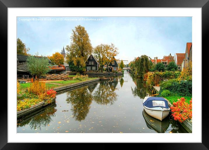 Edam Waterway In Autumn  Framed Mounted Print by David Birchall