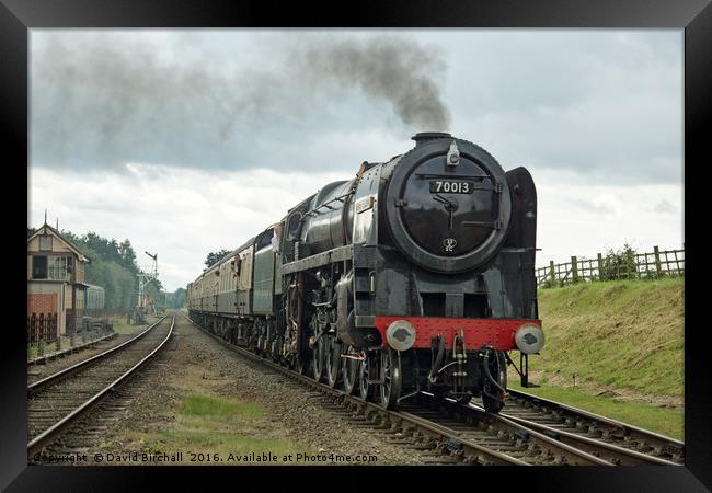 70013 Oliver Cromwell arriving at Quorn and Woodho Framed Print by David Birchall