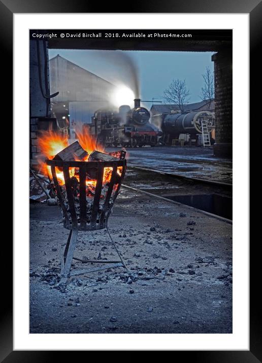 The steam shed yard at night. Framed Mounted Print by David Birchall