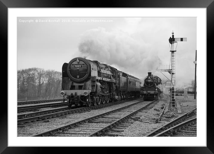 70013 Oliver Cromwell black and white Framed Mounted Print by David Birchall