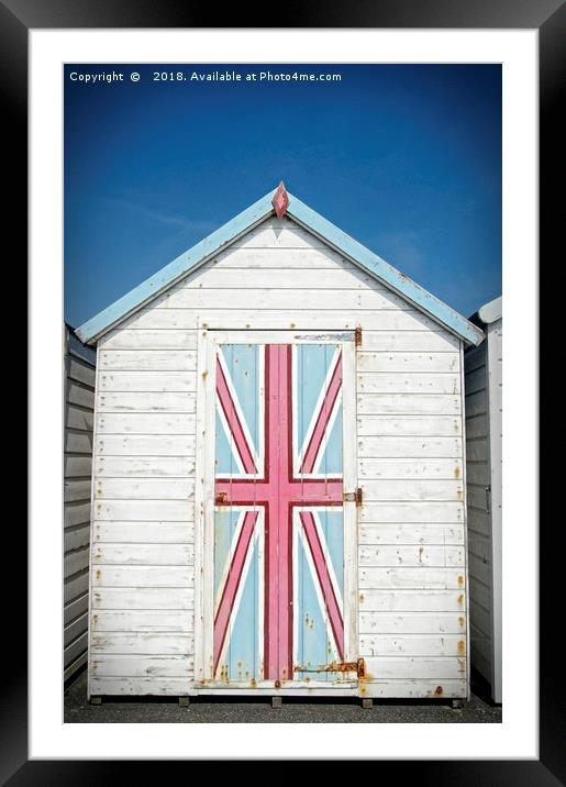 Patriotic Beach Hut Framed Mounted Print by David Birchall