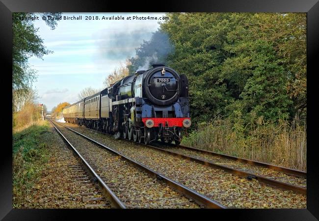 70013 Oliver Cromwell approaching Rothley. Framed Print by David Birchall