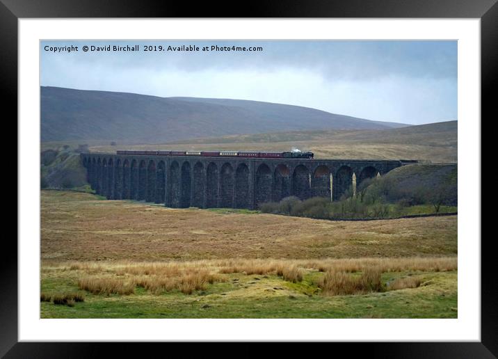 Steam train crossing Ribblehead Viaduct Framed Mounted Print by David Birchall