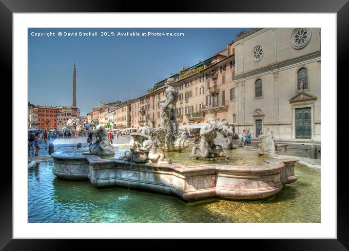 Fontana del Moro in Piazza Navona, Rome Framed Mounted Print by David Birchall
