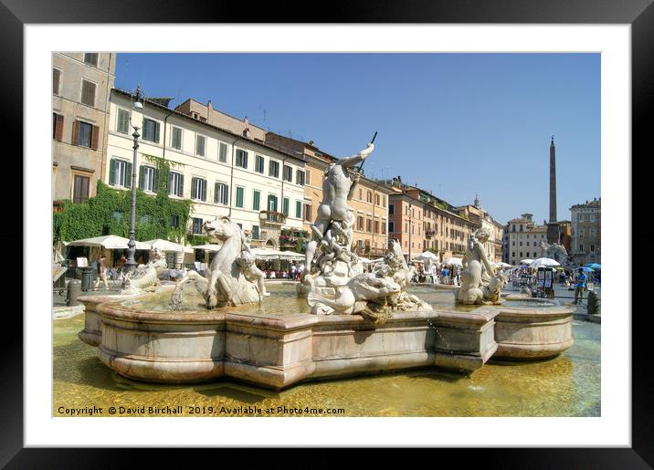 Fountain of Neptune, Piazza Navona, Rome Framed Mounted Print by David Birchall