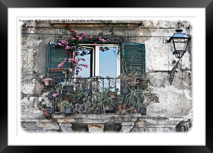 A Balcony in Palermo Framed Mounted Print by David Birchall