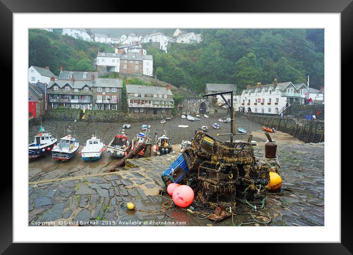 Clovelly harbour after the rain. Framed Mounted Print by David Birchall