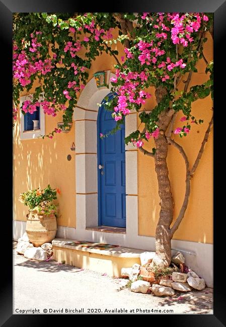 A Colourful Welcome Home in Assos. Framed Print by David Birchall