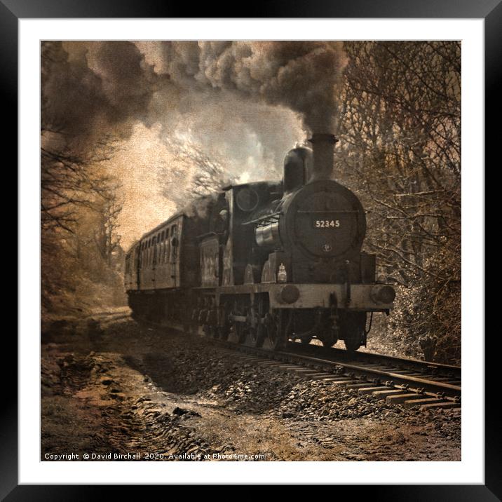Vintage steam locomotive 52345 toned and textured Framed Mounted Print by David Birchall