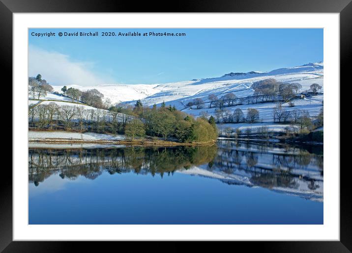 Winter reflections on Ladybower. Framed Mounted Print by David Birchall
