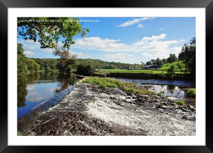 Weir on River Calder at Whalley, Lancashire. Framed Mounted Print by David Birchall