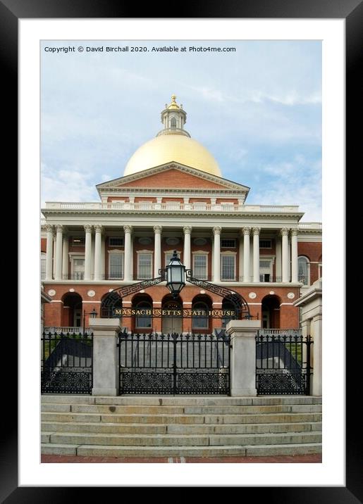 Massachusetts State House in Boston. Framed Mounted Print by David Birchall