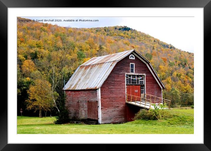 Vermont red barn, America. Framed Mounted Print by David Birchall