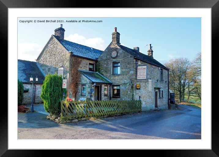 The Queen Anne pub at Great Hucklow, Derbyshire Framed Mounted Print by David Birchall