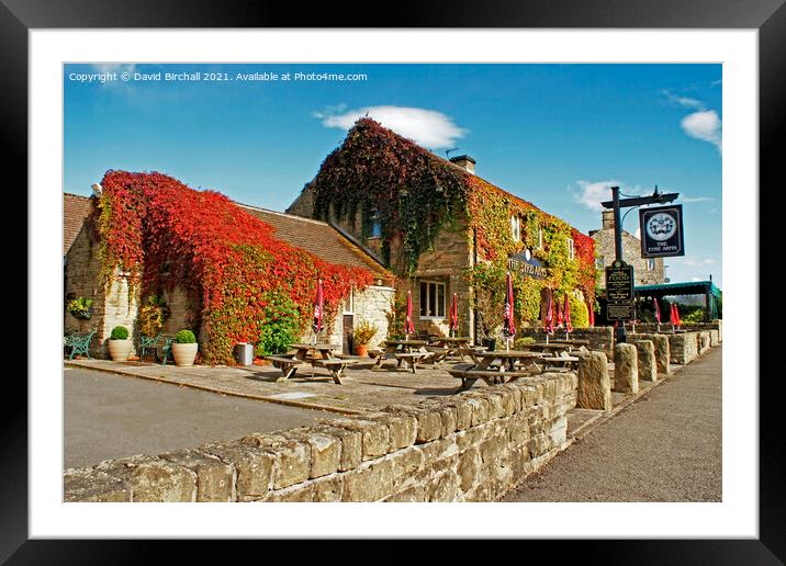 The Eyre Arms pub at Calver, Derbyshire. Framed Mounted Print by David Birchall