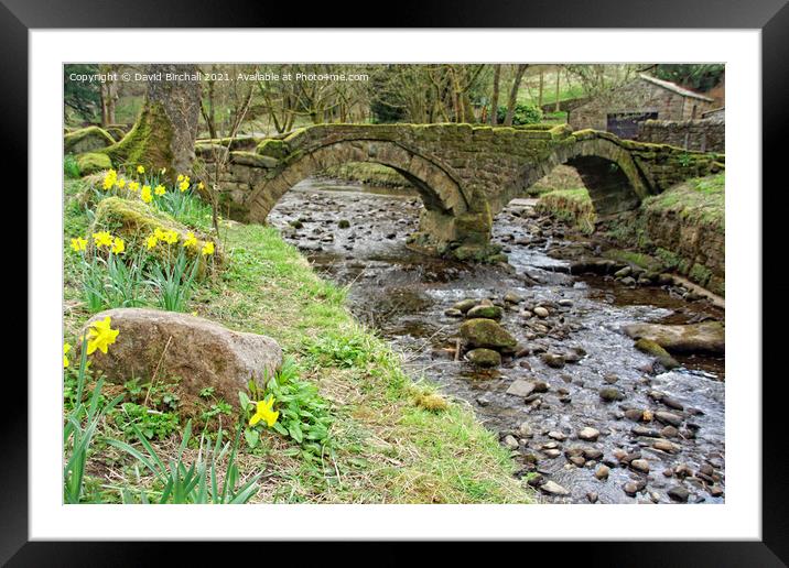 Wycoller packhorse bridge and Wycoller Beck, Lanca Framed Mounted Print by David Birchall