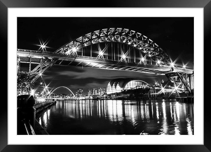 Black and White Newcastle and Gateshead Quayside Framed Mounted Print by Helen Holmes