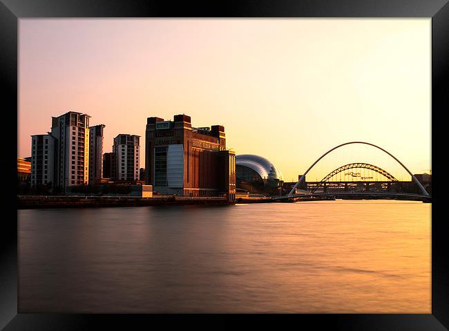  Golden Glow over the Tyne Framed Print by Helen Holmes