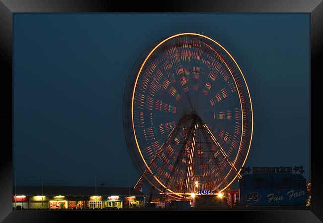 Ferris wheel at night Framed Print by A B