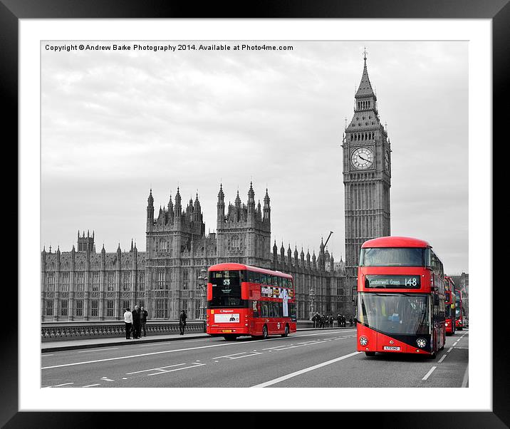 Buses on Westminster Bridge  Framed Mounted Print by A B
