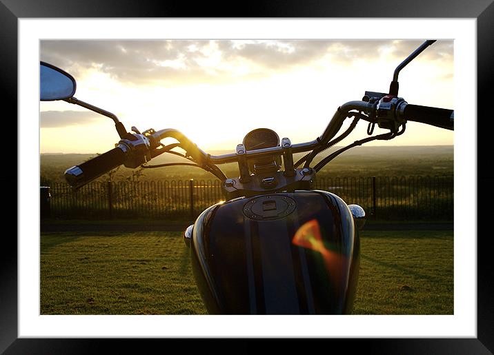 bikers sunset Framed Mounted Print by tom crockford