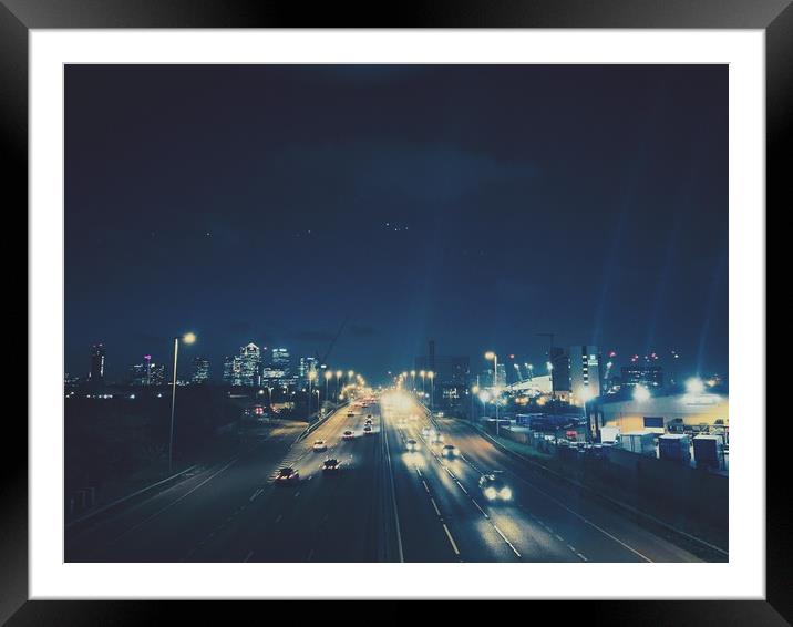 Darkness Descends Over Canary Wharf & O2 Arena  Framed Mounted Print by Ian Lockwood