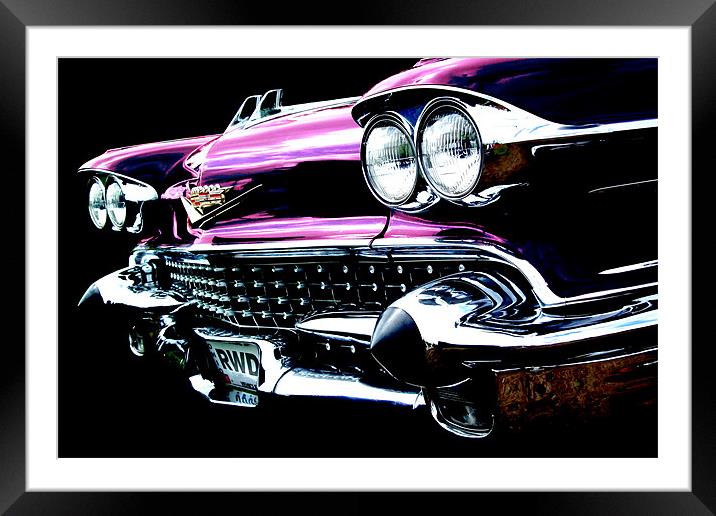 Pink Cadillac Framed Mounted Print by Rock Weasel Designs