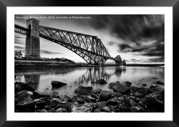 The Rail Bridge Black & White Framed Mounted Print by bryan hynd