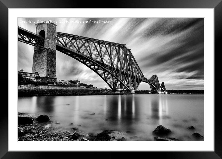 Forth Rail Bridge Black & White Framed Mounted Print by bryan hynd
