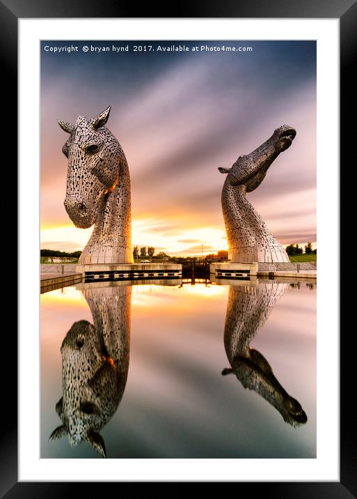 Kelpies Sunset Framed Mounted Print by bryan hynd