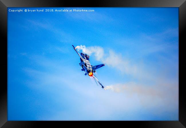 F16 Fly Past Framed Print by bryan hynd