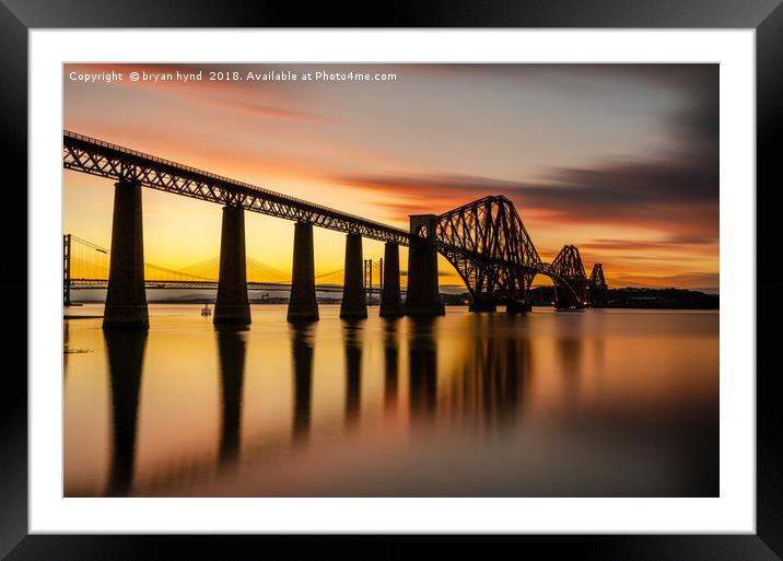 Rail Bridge Sunset Framed Mounted Print by bryan hynd