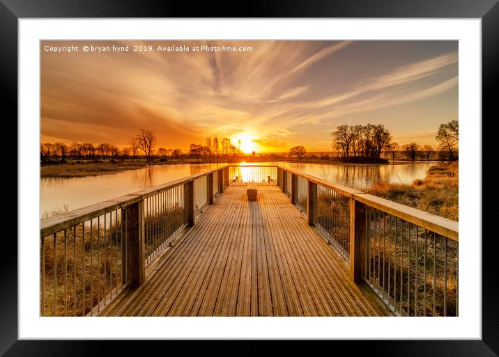 Larbert Loch Sunrise Framed Mounted Print by bryan hynd