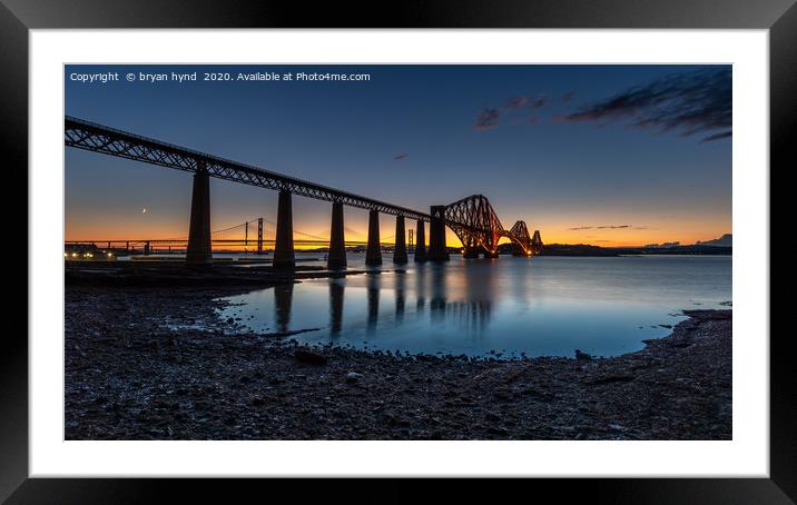 The Bridge After Sunset  Framed Mounted Print by bryan hynd