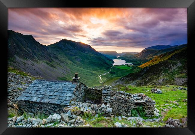 Warnscale Bothy overlooking Buttermere Framed Print by Steve Jackson
