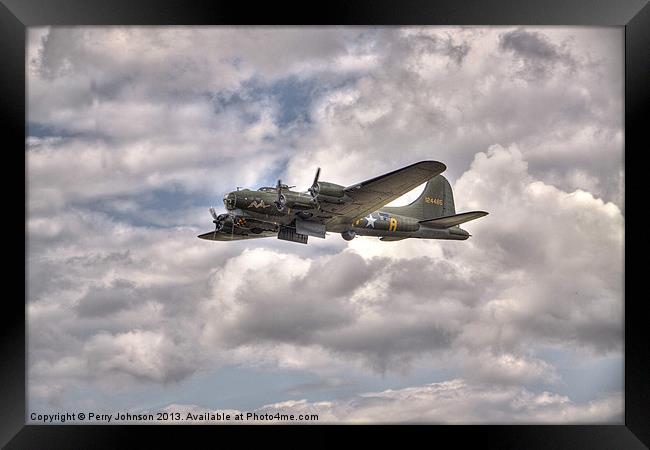 B17 Flying Fortress Sally B Framed Print by Perry Johnson