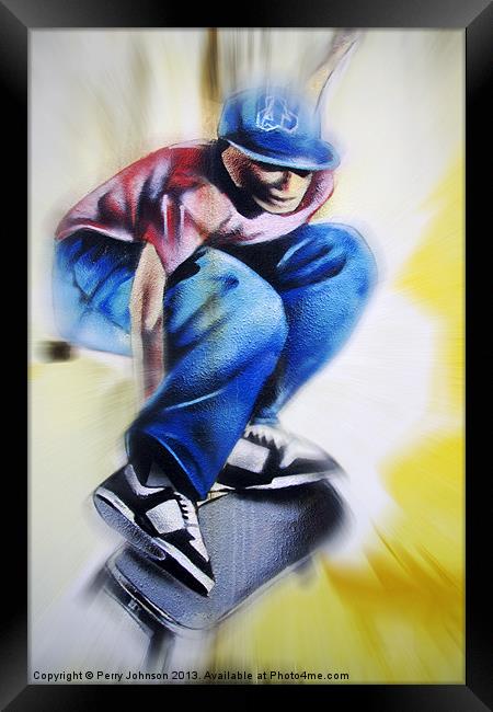 Skateboard King Framed Print by Perry Johnson