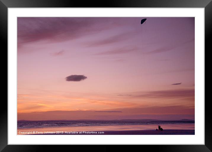 Lone Kite Surfer Framed Mounted Print by Perry Johnson