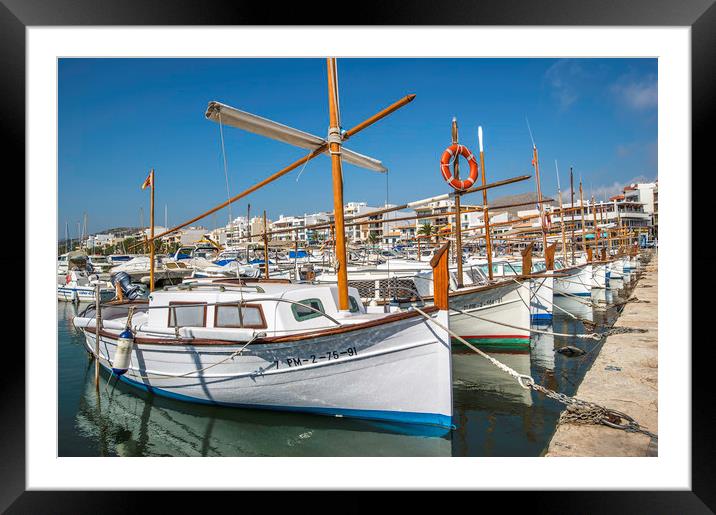 Small boats in Port de Pollensa  Framed Mounted Print by Perry Johnson