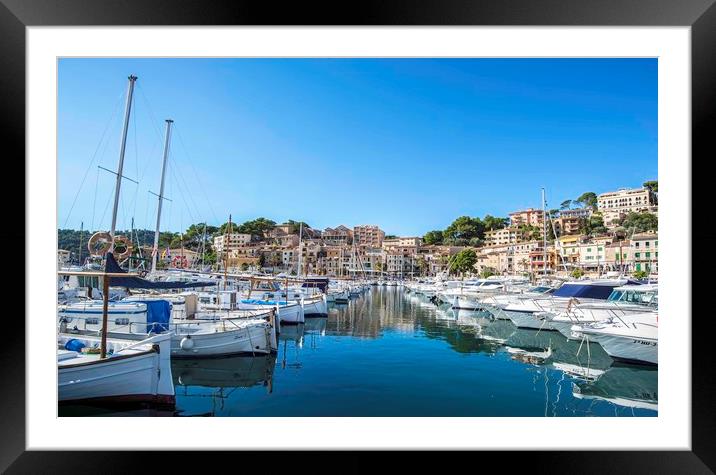 Small boats, Port de Soller, Mallorca Framed Mounted Print by Perry Johnson