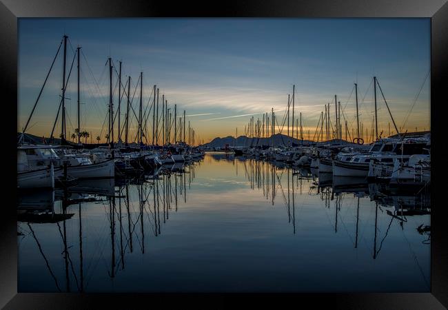 Reflections in Puerto Pollensa Framed Print by Perry Johnson