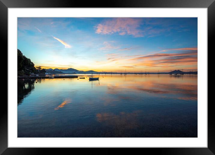 Sunrise across the bay of Pollensa Framed Mounted Print by Perry Johnson