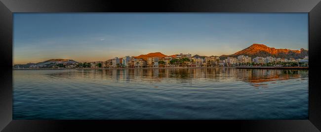 Panoramic view of Puerto Pollensa Framed Print by Perry Johnson