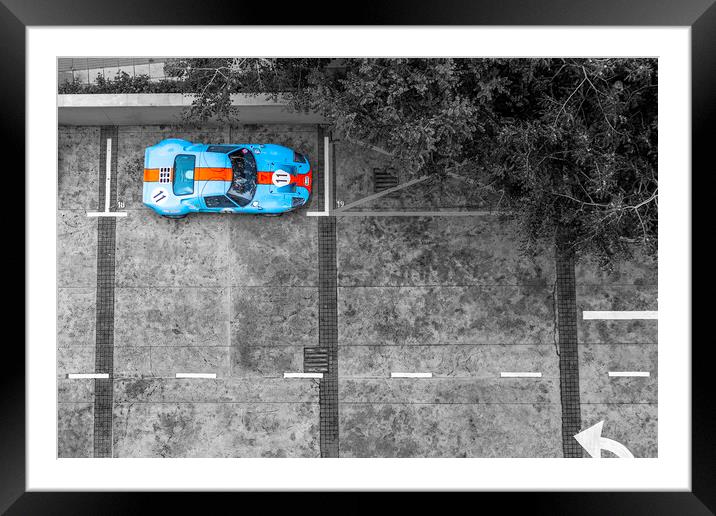 Ford GT40 Colour popped Framed Mounted Print by Perry Johnson